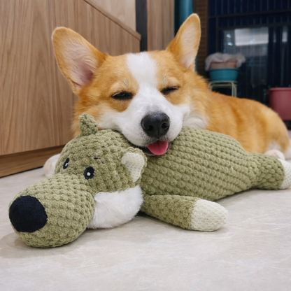 Textured Squeaky Plush Wolf Dog Toy for Tough Chewers