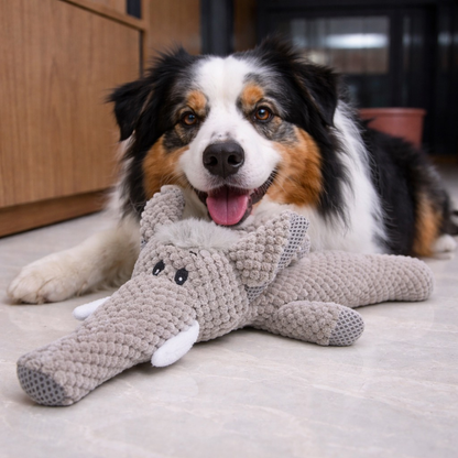Durable Textured Plush Elephant Dog Toy with Built-In Squeaker