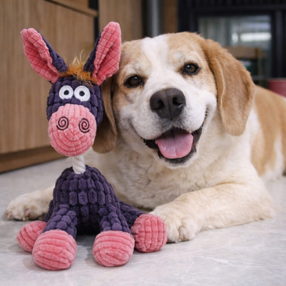 Durable Squeaky Plush Donkey Dog Toy for Interactive Play