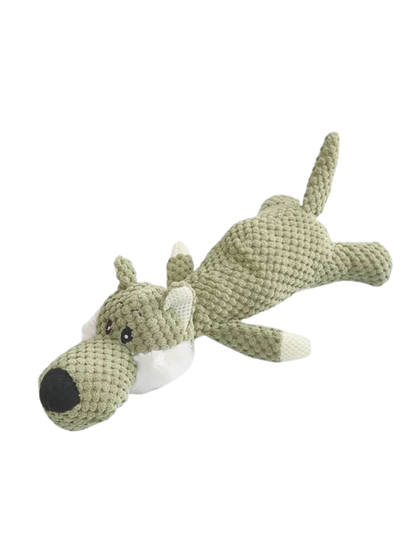 Textured Squeaky Plush Wolf Dog Toy for Tough Chewers