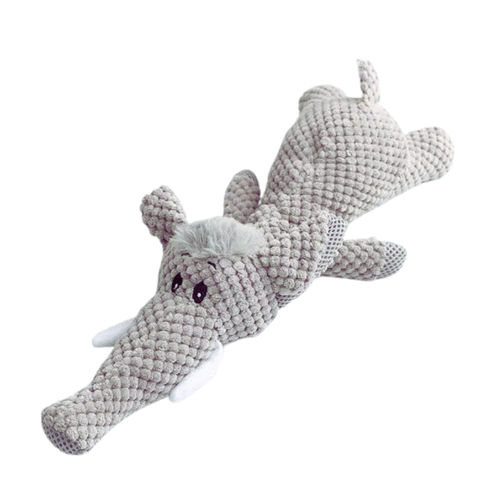 Durable Textured Plush Elephant Dog Toy with Built-In Squeaker