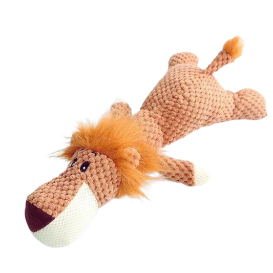 Textured Squeaky Plush Lion Dog Toy for Aggressive Chewers
