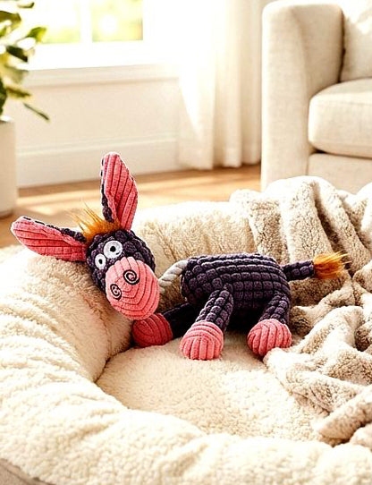 Durable Squeaky Plush Donkey Dog Toy for Interactive Play
