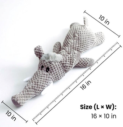 Durable Textured Plush Elephant Dog Toy with Built-In Squeaker