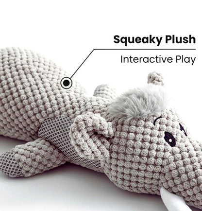 Durable Textured Plush Elephant Dog Toy with Built-In Squeaker