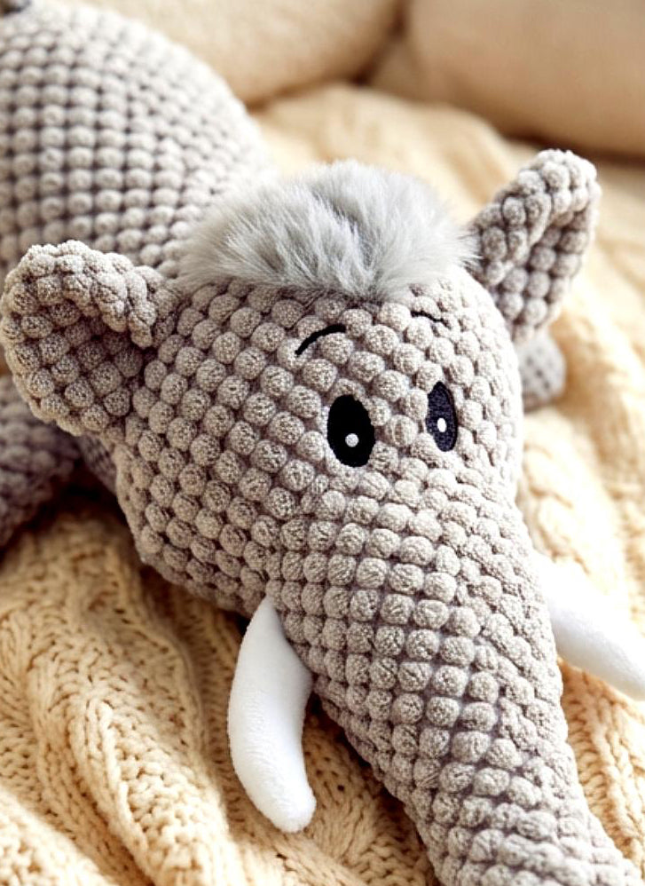 Durable Textured Plush Elephant Dog Toy with Built-In Squeaker