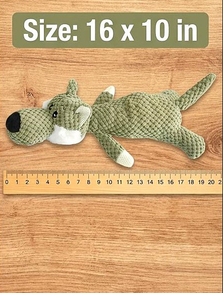 Textured Squeaky Plush Wolf Dog Toy for Tough Chewers
