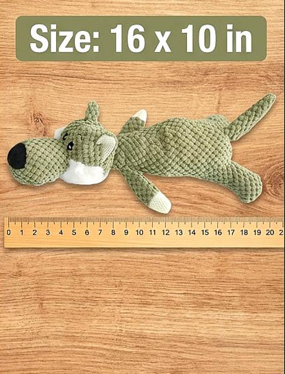 Textured Squeaky Plush Wolf Dog Toy for Tough Chewers