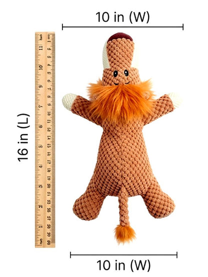 Textured Squeaky Plush Lion Dog Toy for Aggressive Chewers